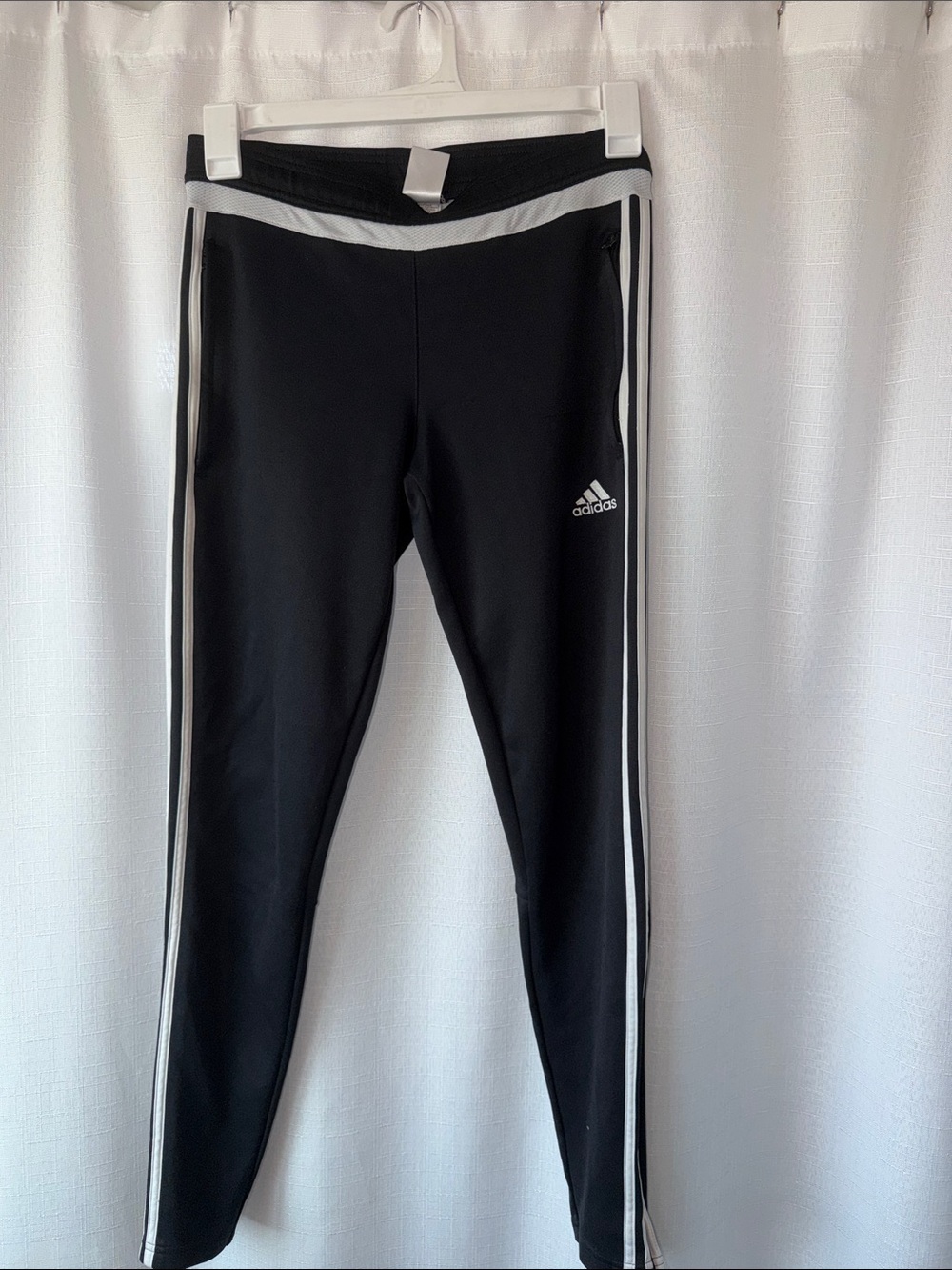 adidas Black Leggings with White Side Stripes